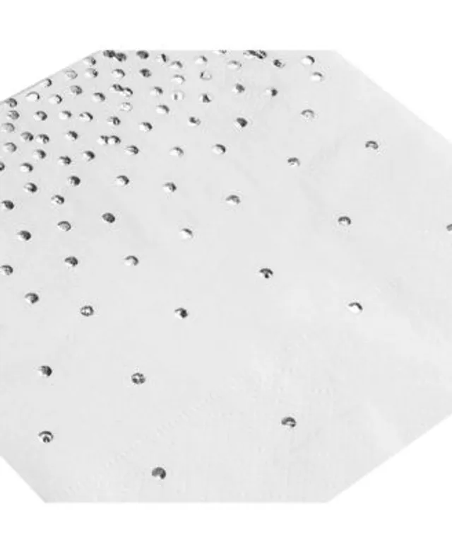 Blue Panda 50 Pack White And Silver Paper Napkins For Wedding Reception,  Foil Polka Dots For Birthday Party Decorations, 3-ply, 6.5 X 6.5 In : Target