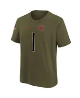 Nike Youth Boys Justin Fields Olive Chicago Bears 2022 Salute To Service  Name and Number T-shirt