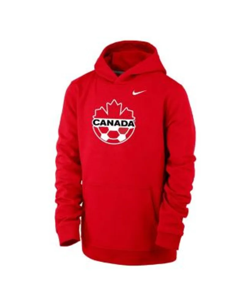 Nike Youth Boys Red Canada Soccer Club Fleece Pullover Hoodie