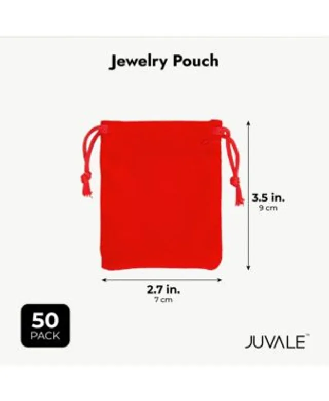 Velvet Jewelry Pouch Drawstring Bags for Gifts (2.7 x 3.5 In, Red, 50 Pack)