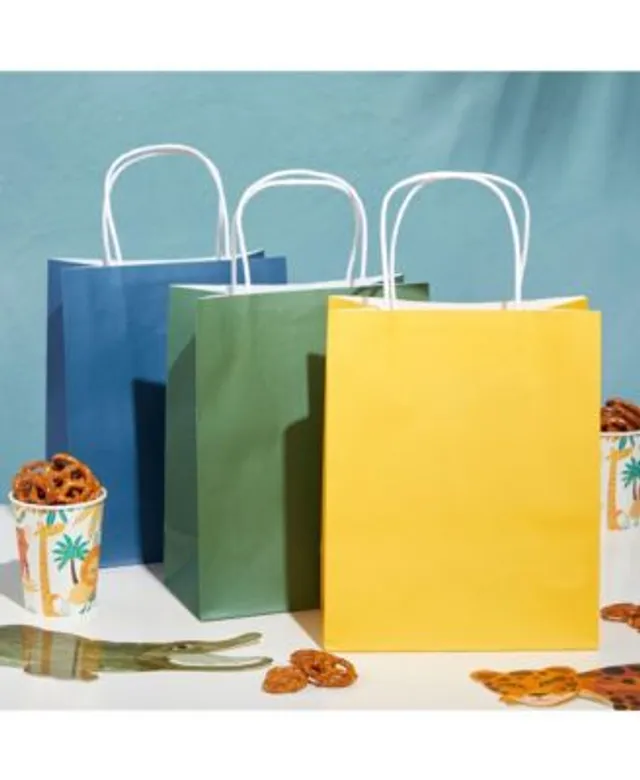 25 Pack Yellow Paper Gift Bags with Handles for Birthday Party