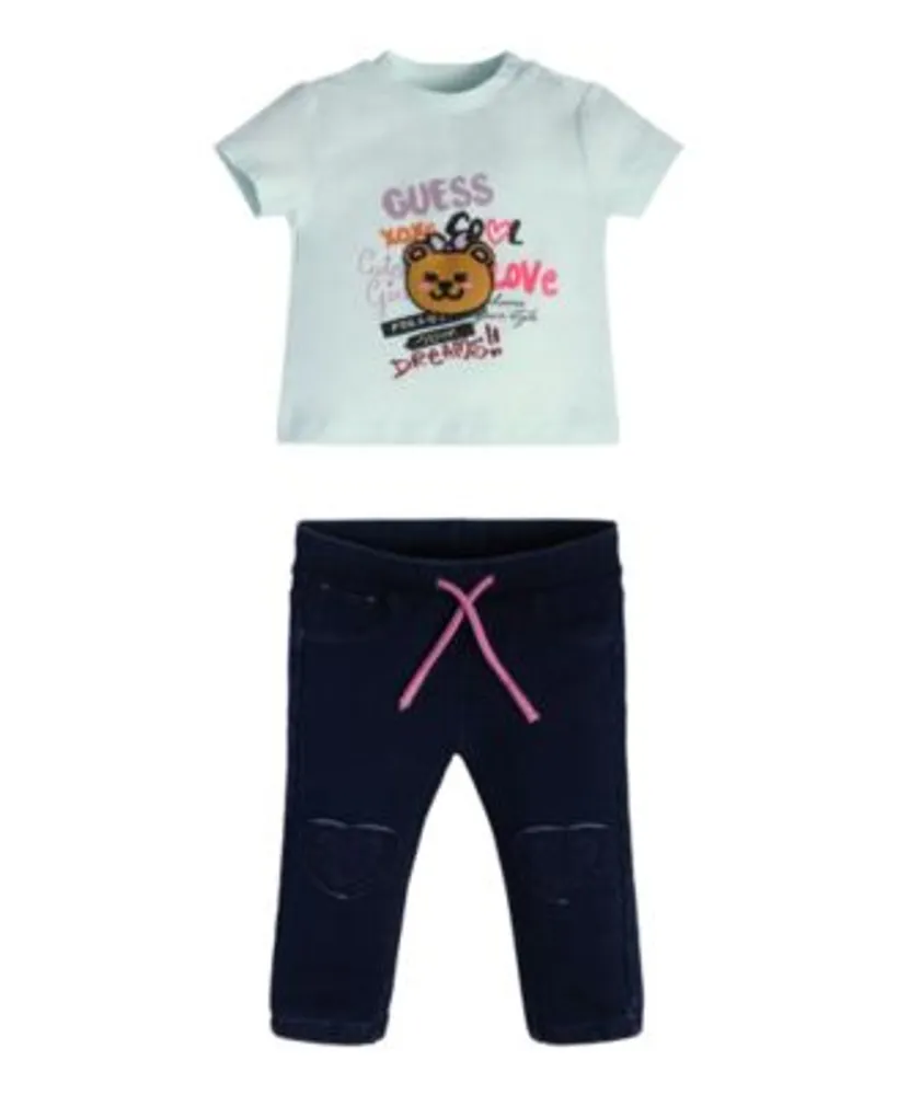 Meddele derefter vold GUESS Baby Girls Glitter Print T Shirt and Knit Denim Joggers, 2 Piece Set  | The Shops at Willow Bend