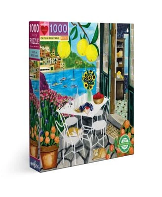 Piece Love Eeboo Piece and Love Cats in Positano 1000 Piece Square Adult Jigsaw Puzzle