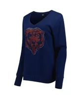 Cuce Women's Cuce Black Chicago Bears Sequin Logo V-Neck Pullover  Sweatshirt