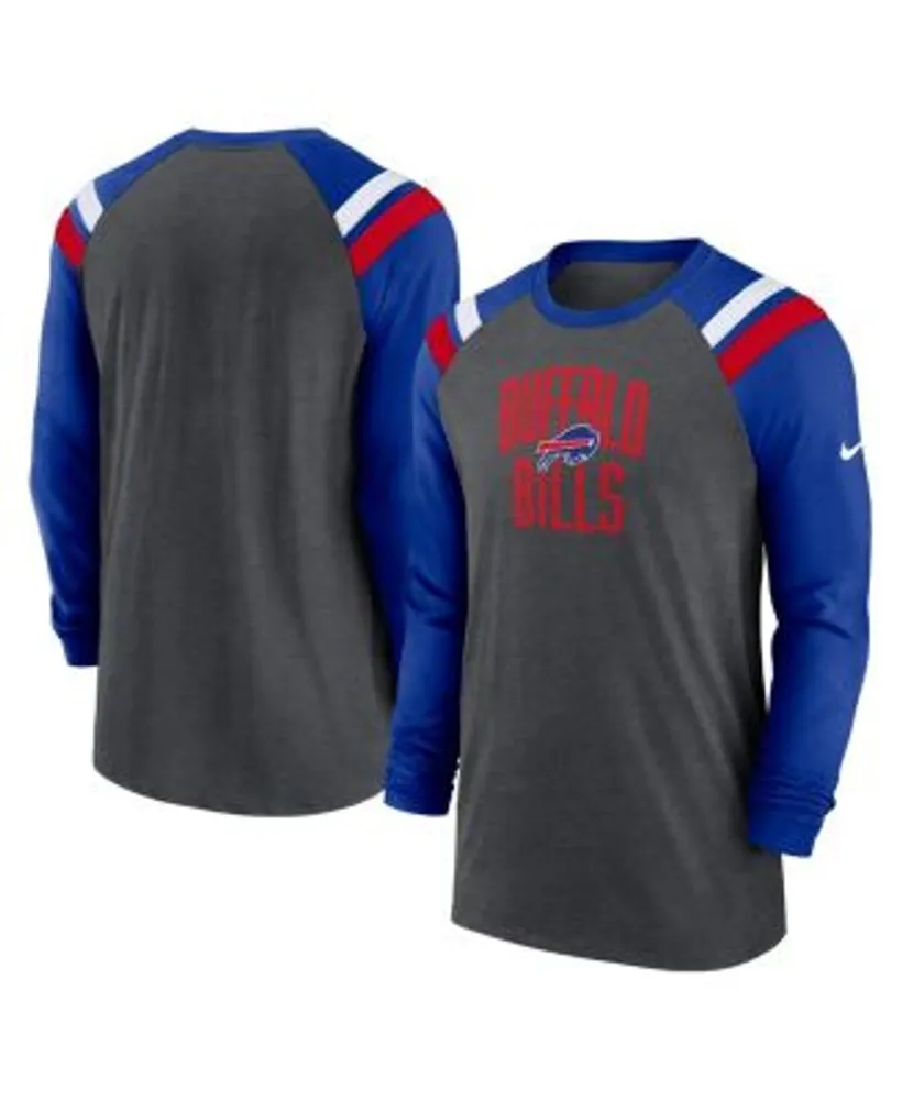 Nike Men's Heathered Charcoal, Royal Buffalo Bills Tri-Blend Raglan  Athletic Long Sleeve Fashion T-shirt