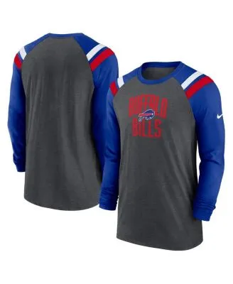 Men's Nike Heathered Charcoal/Red Tampa Bay Buccaneers Tri-Blend Raglan Athletic Long Sleeve Fashion T-Shirt Size: Small