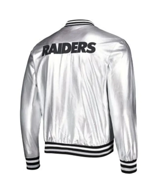 Las Vegas Raiders The Wild Collective Metallic Bomber Full-Snap Jacket -  Silver