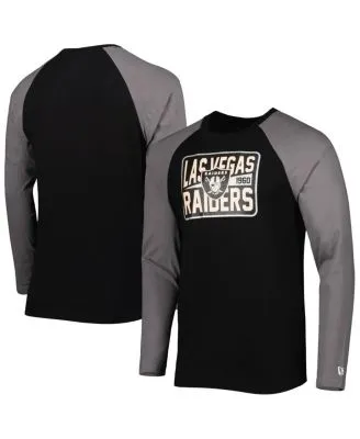 Men's New Era Black/Gray Las Vegas Raiders League Raglan Throwback