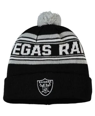 Youth Las Vegas Raiders New Era Black Repeat Cuffed Knit Hat with Pom