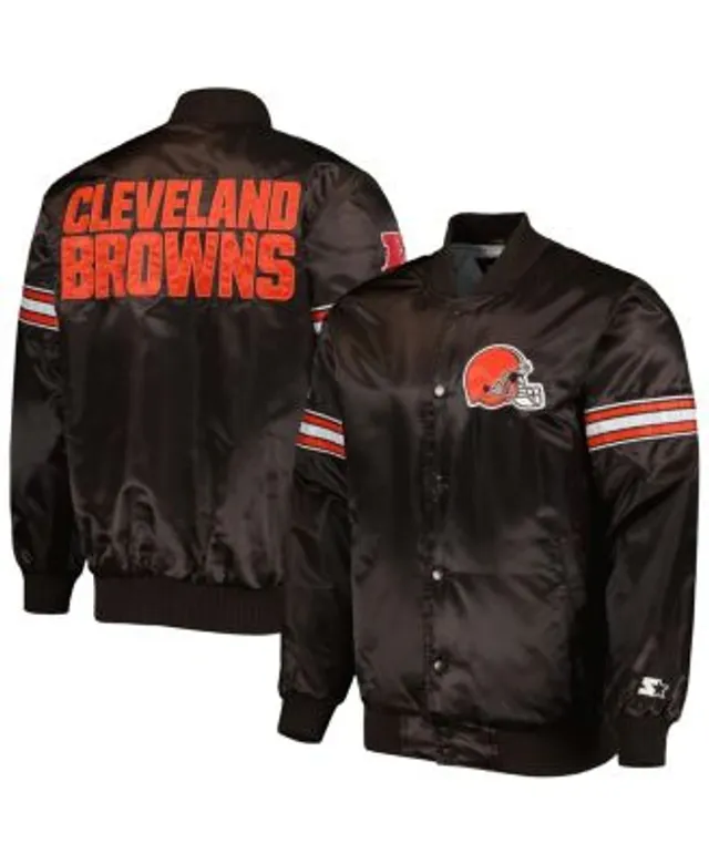 Men's Starter Brown Cleveland Browns The Reliever Raglan Full-Snap Jacket