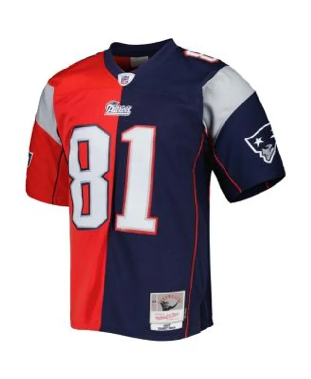 Men's Mitchell & Ness Tedy Bruschi Royal/Red New England Patriots 1996 Split  Legacy Replica Jersey