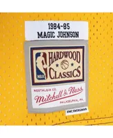 Men's Los Angeles Lakers Magic Johnson Mitchell & Ness Purple/Black 1984/85  Hardwood Classics Fadeaway