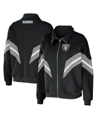 The Wild Collective Women's Black, Silver Las Vegas Raiders Color Block  Full-Zip Puffer Jacket