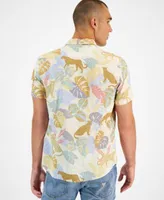 GUESS Men's Eco Tiger-Print Shirt - Macy's