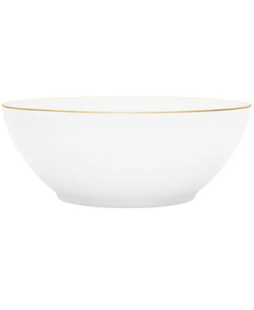 32 oz. White with Gold Rim Organic Round Disposable Plastic Bowls (60 Bowls)