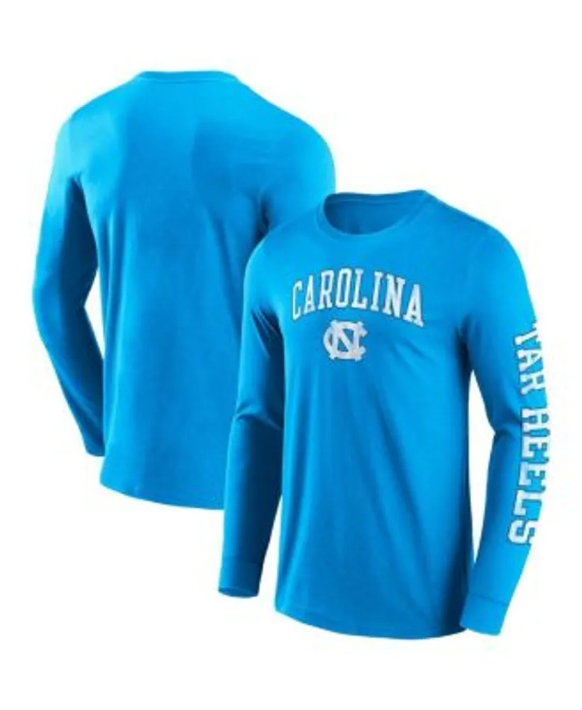 Men's Champion Navy North Carolina Tar Heels Team Stack Long Sleeve T-Shirt