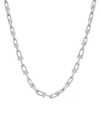 Fine Silver-Plated or 18K Gold-Plated Graduated Chain Link Necklace