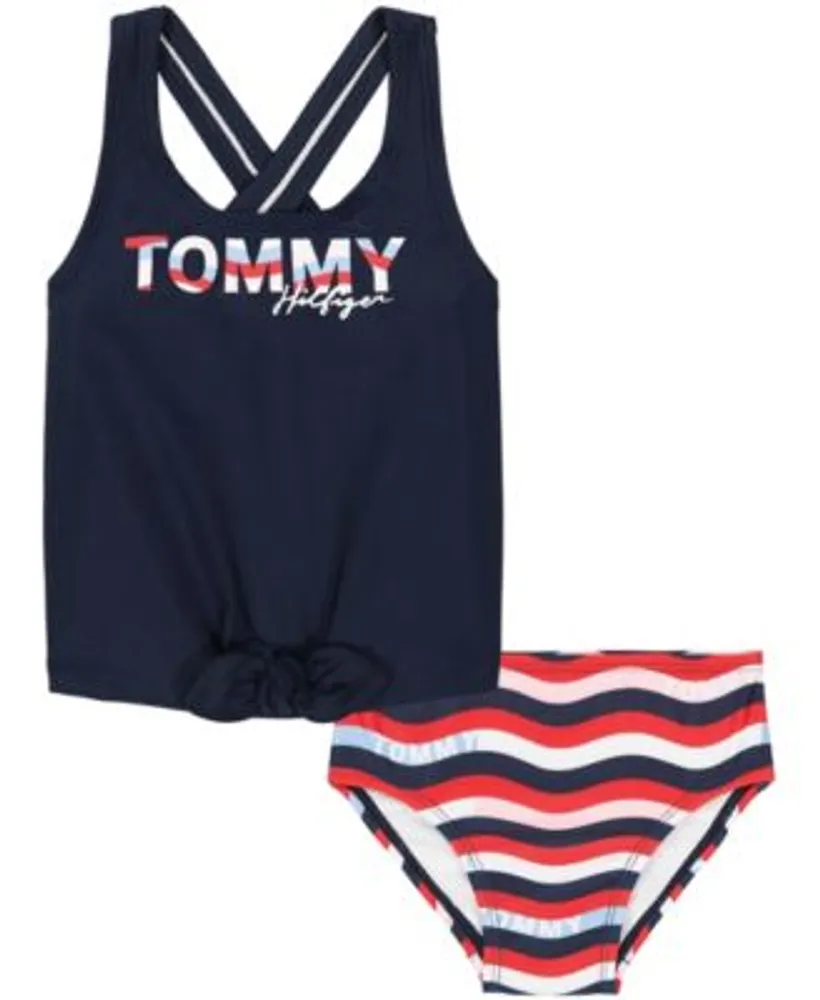 smertestillende medicin radar Baron Tommy Hilfiger Baby Girls Logo Wave Print Tankini Swim Set, 2 Piece | The  Shops at Willow Bend