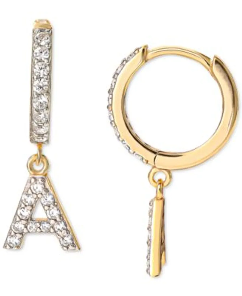 Giani Bernini Cubic Zirconia Initial Dangle Hoop Earrings 18k Gold-Plated  Sterling Silver, Created for Macy's