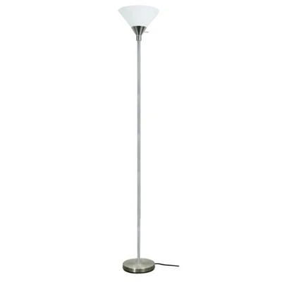 Metro Brushed Nickel Modern Floor Lamp 71" Tall Metal with White Shade