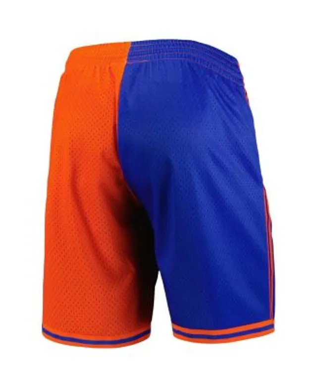 Men's Mitchell & Ness Blue/Orange New York Knicks Hardwood Classics 1991  Split Swingman Shorts