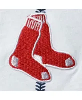 Outerstuff Newborn Boys and Girls White, Navy Boston Red Sox Power Hitter  Short Sleeve Bodysuit