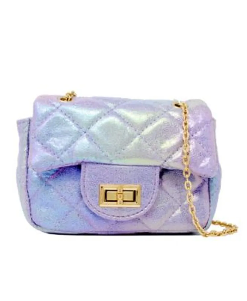 Tiny Treats Purple Classic Shiny Quilted Mini Handbag for Girls