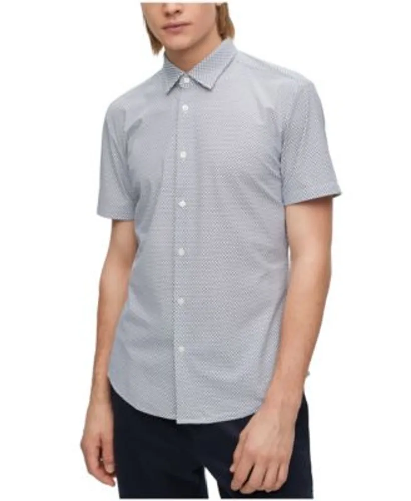 BOSS - Slim-fit shirt in printed stretch jersey