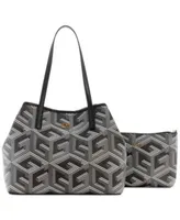 GUESS Vikky Oversized G-Cube Monogram Medium Tote - Macy's