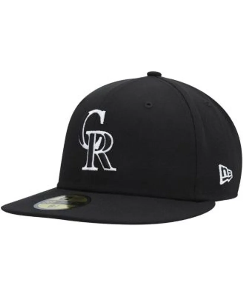 Colorado Rockies Black and White 59FIFTY Black New Era Fitted Hat