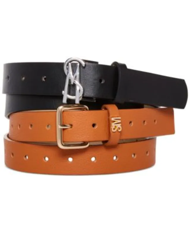 MCM Authentic Reversible Faux Leather Logo Buckle Belt Coganc Brown Black  NEW