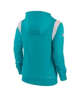 Women's Nike Aqua Miami Dolphins Sideline Stack Performance Pullover Hoodie