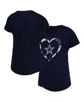 Girls Youth Navy Dallas Cowboys Tie-Dye Heart T-Shirt