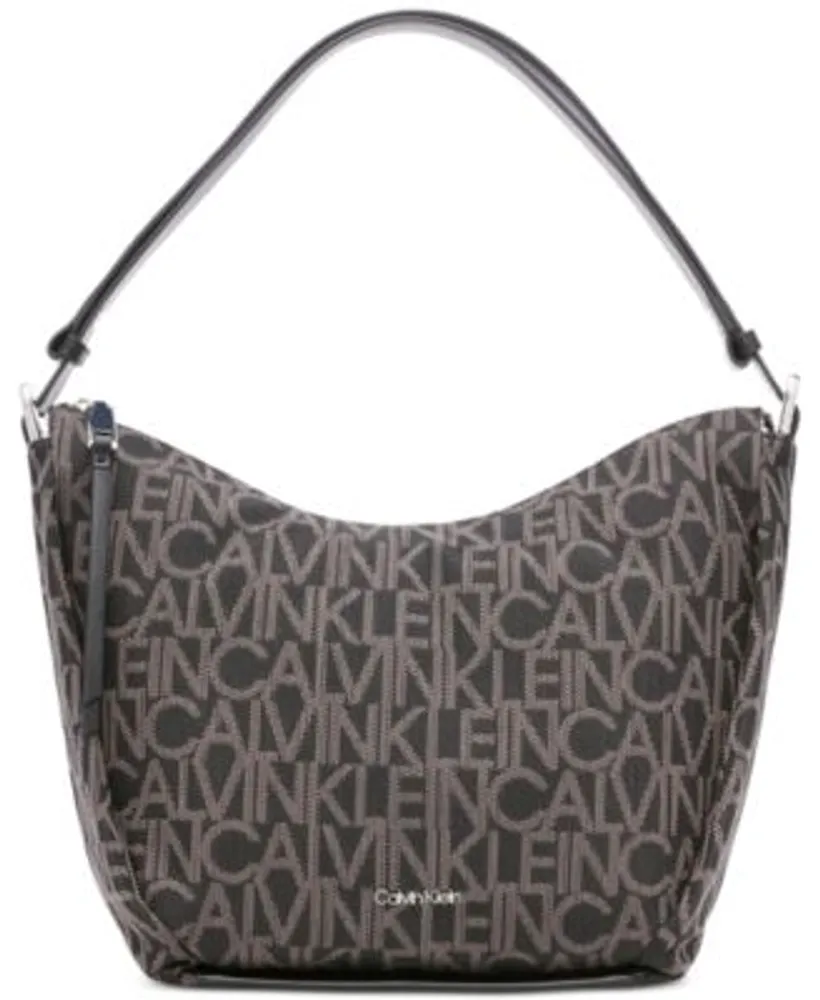 Calvin Klein Prism Jacquard Signature Top Zipper Convertible Hobo Bag The Shops at Willow Bend