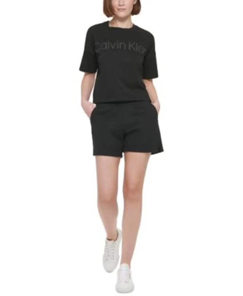 Calvin Klein Women\'s Cotton Sport T-Shirt Print Puff Hawthorn Mall 