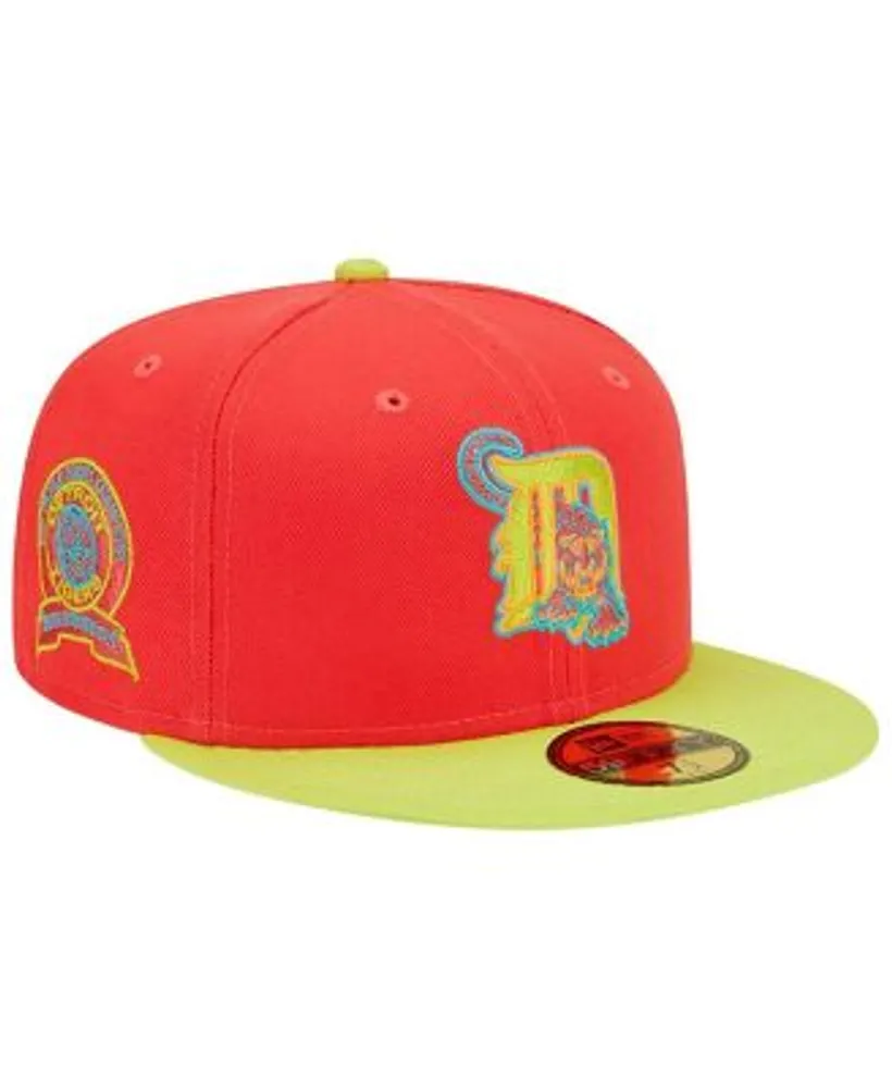 New Era Men's Red and Neon Green Detroit Tigers 1968 World Series Champions  Lava Highlighter Combo 59FIFTY Fitted Hat