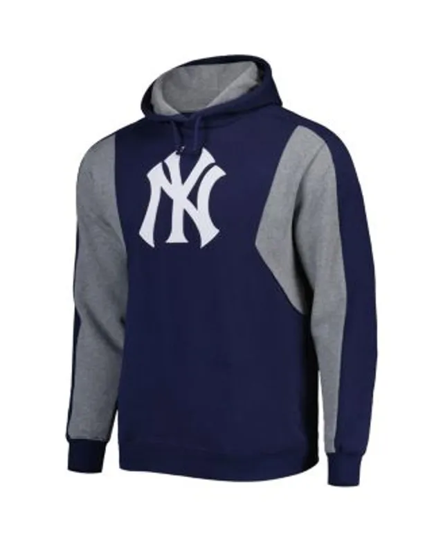 Men's Mitchell & Ness Navy New York Yankees Cooperstown Collection Washed Fleece Pullover Short Sleeve Hoodie Size: Small