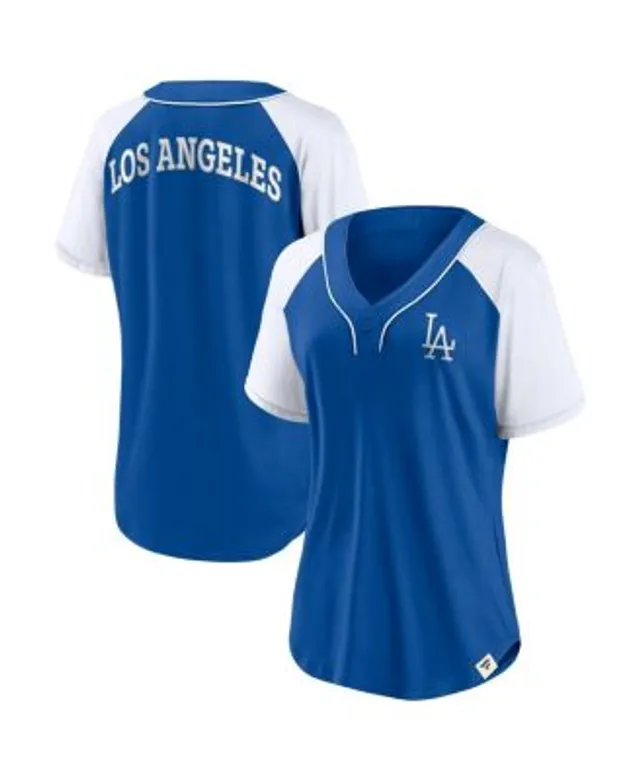 New Era Women's Royal Los Angeles Dodgers Plus Space Dye Raglan V-Neck  T-shirt