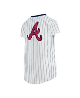 Navy Blue Atlanta Braves Red Pinstripe New Era Short Sleeve T-shirt