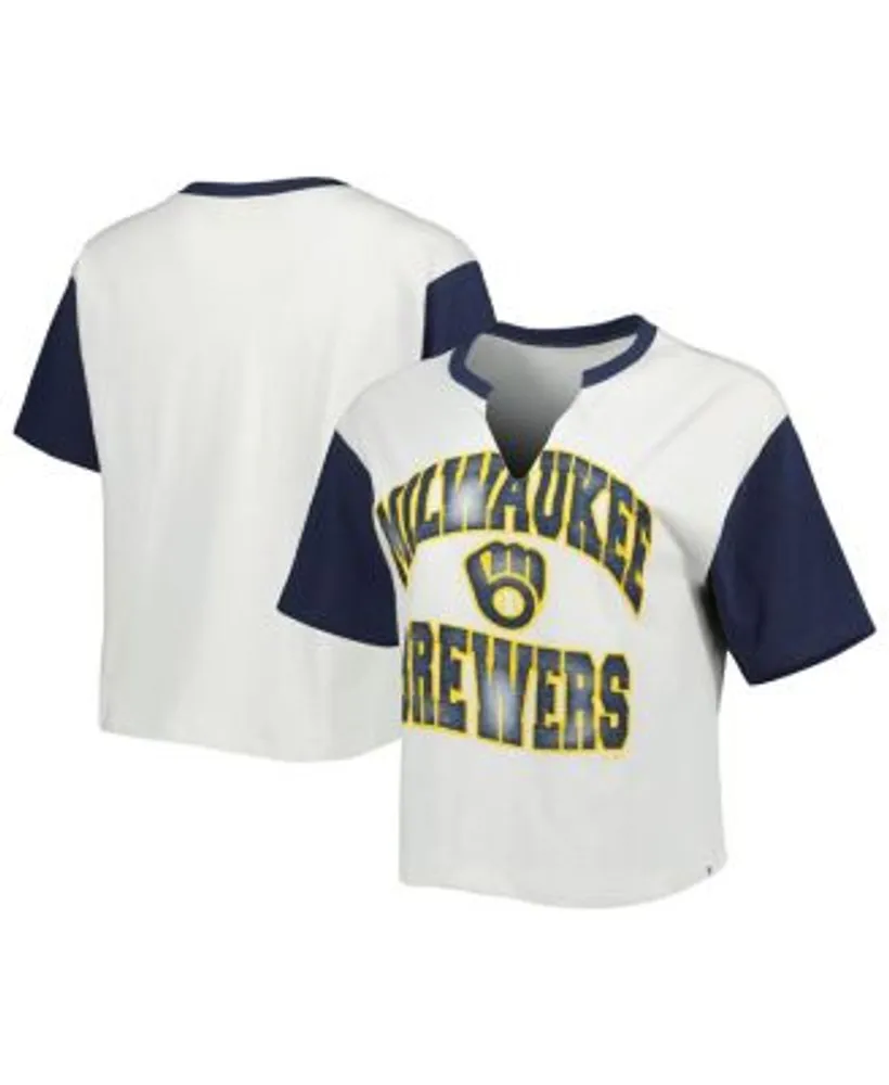 Youth White/Navy Milwaukee Brewers V-Neck T-Shirt Size: Extra Large