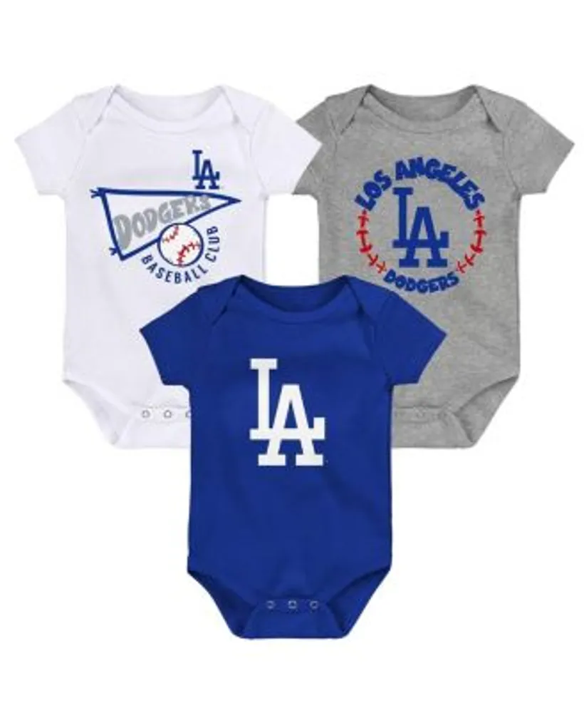 Outerstuff Newborn and Infant Boys Girls Los Angeles Dodgers Royal, White,  Heathered Gray Game Time Three-Piece Bodysuit Set