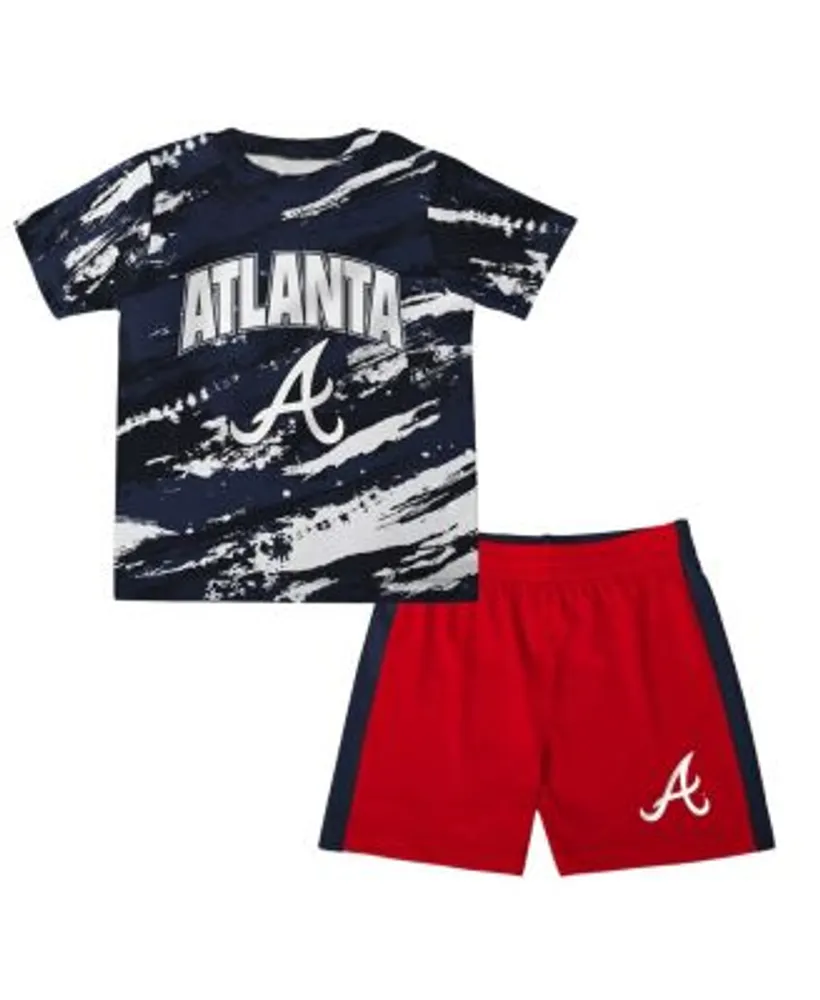 Outerstuff Atlanta Braves Preschool The Lineup V-Neck T-Shirt & Shorts Set - White/Navy