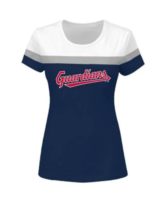 Cleveland Guardians Women's Plus Size Notch Neck T-Shirt - White/Navy