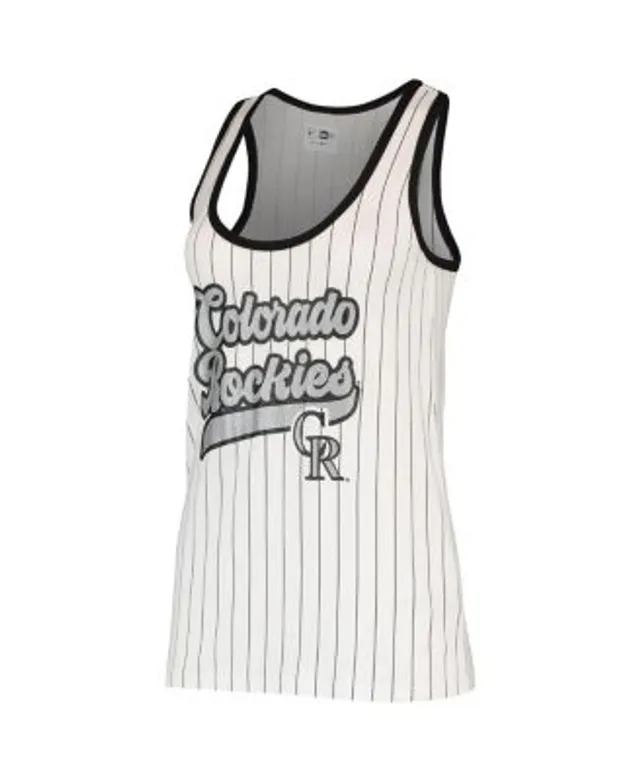 Chicago Cubs New Era Women's Pinstripe Henley Racerback Tank Top - White