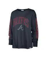 Women's '47 Navy Atlanta Braves Statement Long Sleeve T-Shirt Size: Small