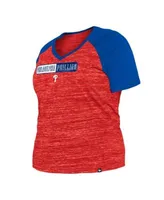 Women's New Era Red Philadelphia Phillies Raglan V-Neck T-Shirt