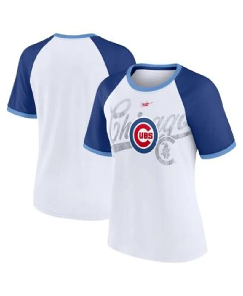 Nike Women's White Chicago Cubs Rewind Color Remix Fashion Raglan T-shirt
