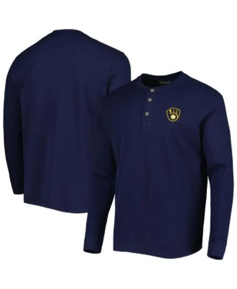 Buy the Mens Gray Blue Milwaukee Brewers Long Sleeve Pullover T