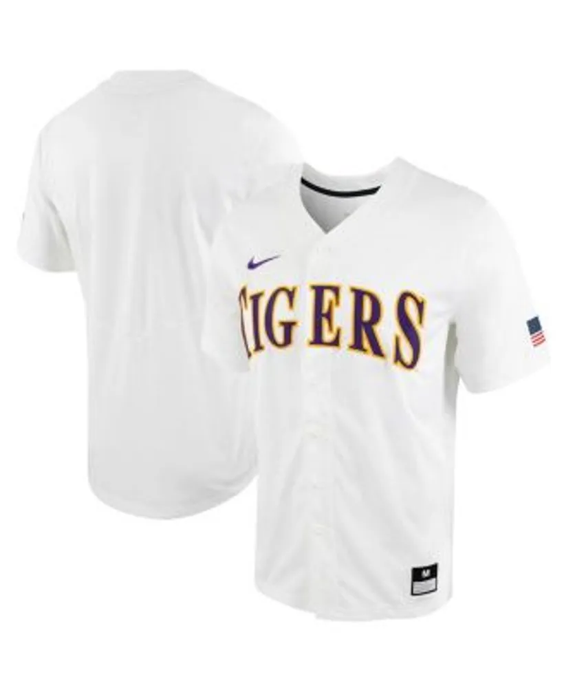 Nike Men's White LSU Tigers Replica Full-Button Baseball Jersey