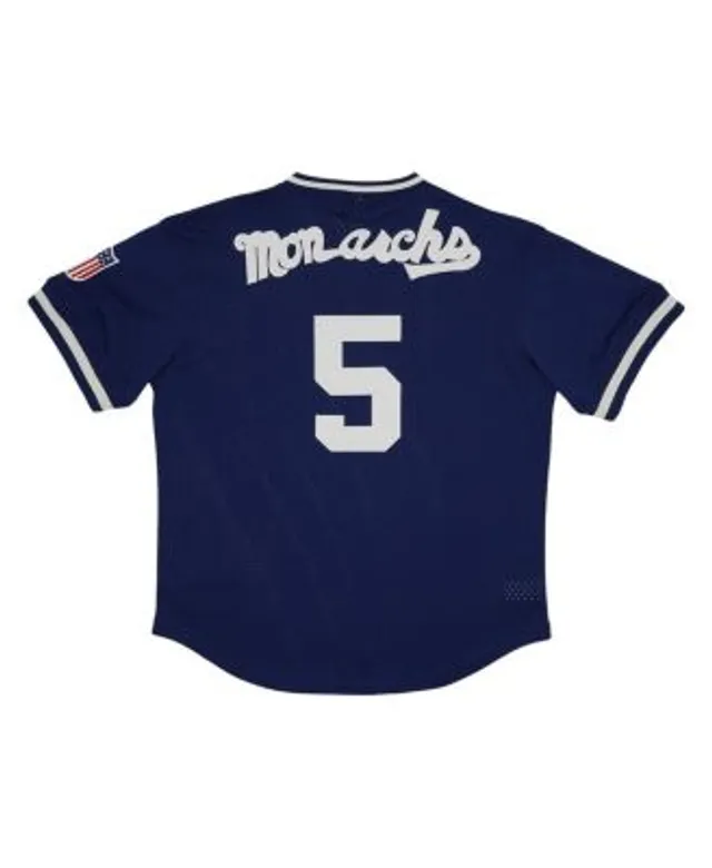 Men's Rings & Crwns #5 Cream Kansas City Monarchs Mesh Button-Down Replica Jersey Size: Small